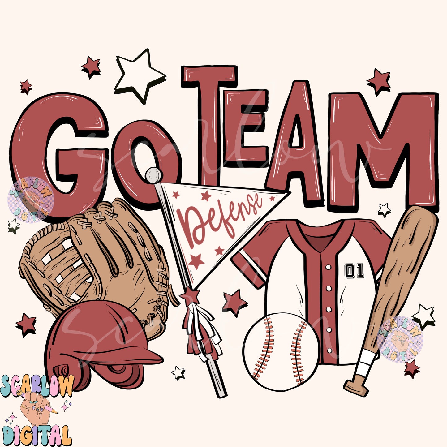 Website Exclusive: Go Team Baseball PNG Digital Design Download