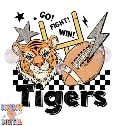 Tigers PNG Digital Design Download, football png, retro Tigers png, Tigers mascot png, school mascot png, football season png designs