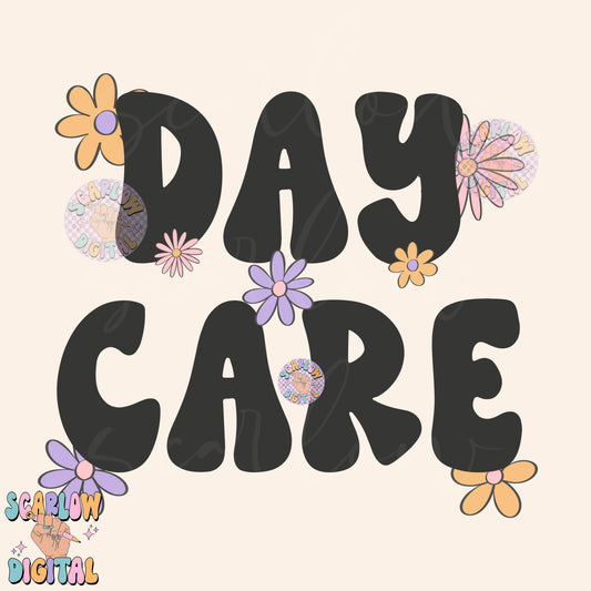 Daycare PNG Digital Design Download, back to school png, little girl png, flowers png, floral png, trendy school designs, girl tshirt png