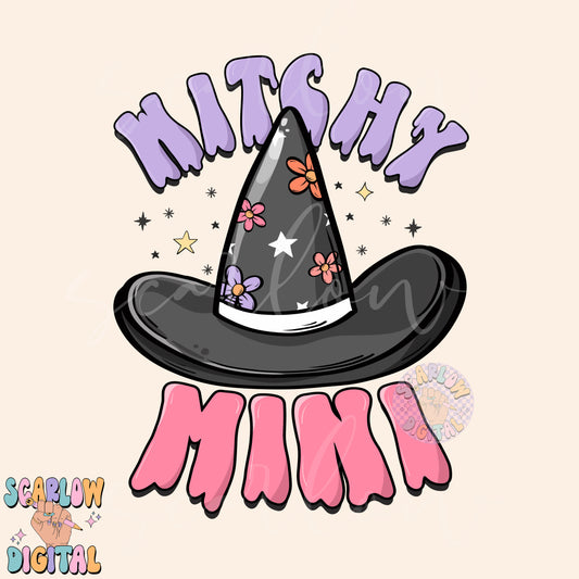 Witchy Mini PNG Digital Design Download, Halloween png, kids halloween designs, witch hat png, preppy halloween png, mama mini png designs