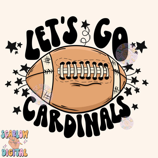 Let's Go Cardinals PNG Digital Design Download, pom pom png, football png, sports png, single color png, school spirit png, team spirit png