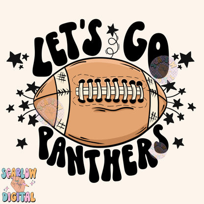 Let's Go Panthers PNG Digital Design Download, pom pom png, football png, sports png, single color png, school spirit png, team spirit png