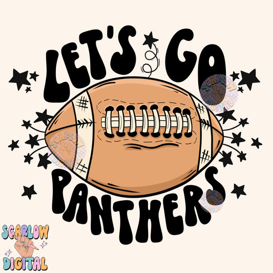 Let's Go Panthers PNG Digital Design Download, pom pom png, football png, sports png, single color png, school spirit png, team spirit png