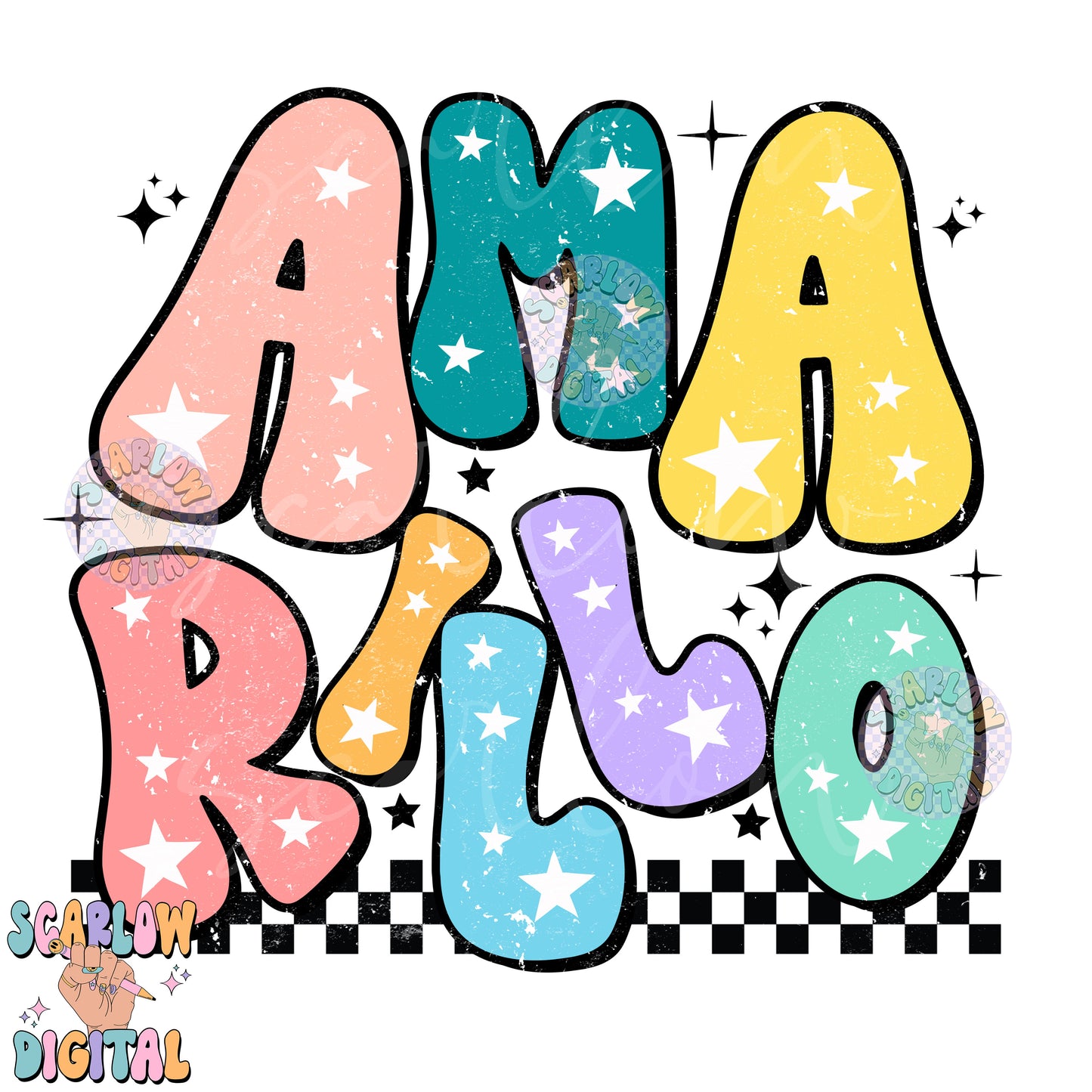 Amarillo PNG Digital Design Download, city png designs, colorful png, stars png, png for women, texas png, checkered png, hometown png