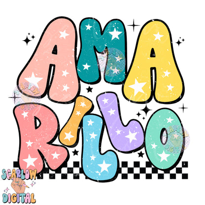 Amarillo PNG Digital Design Download, city png designs, colorful png, stars png, png for women, texas png, checkered png, hometown png