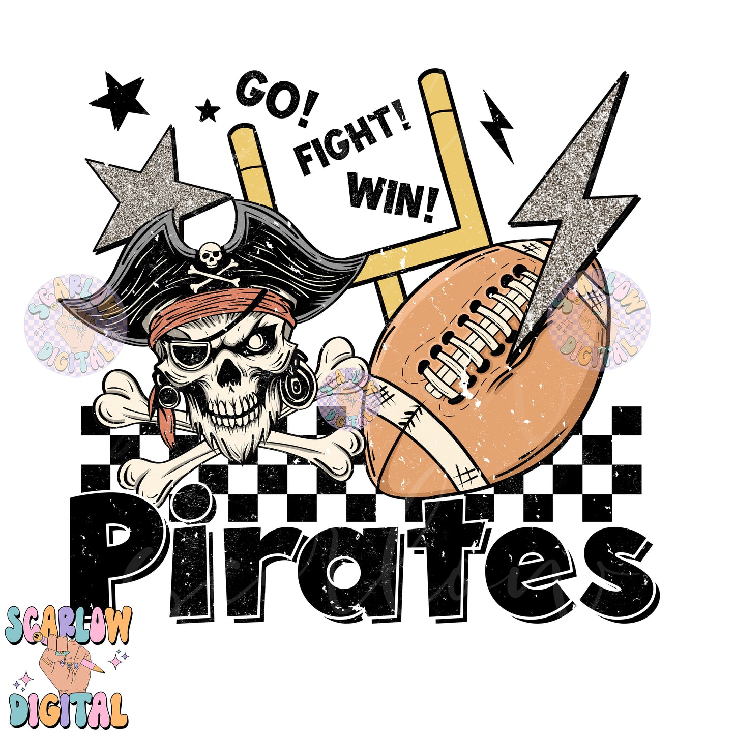 Pirates PNG Digital Design Download, football png, retro Pirates png, Pirates mascot png, school mascot png, football season png designs