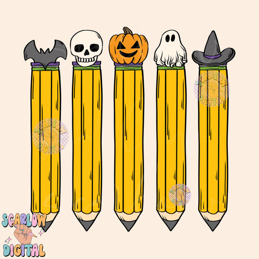 Halloween Pencils PNG-Teacher Sublimation Digital Design Download-spooky teacher png, halloween teacher gift png, fall png, pumpkin png