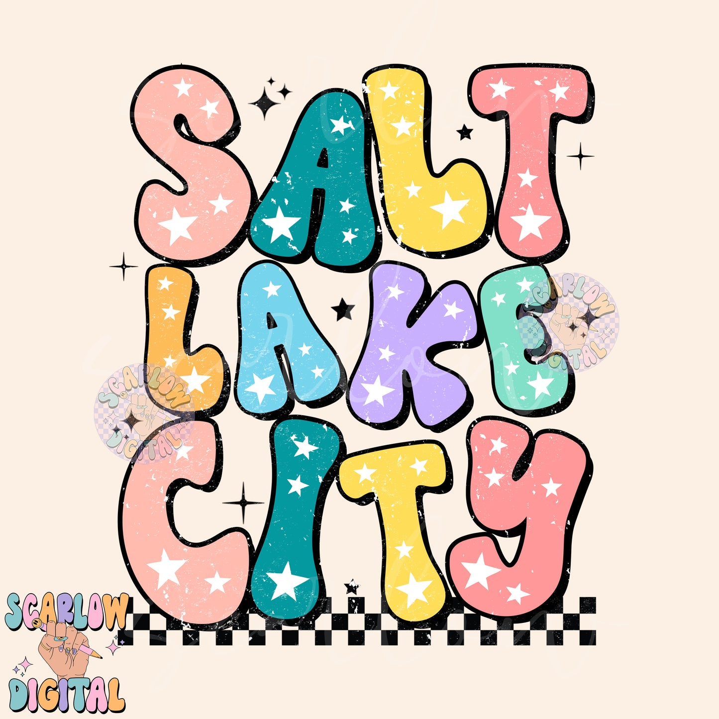 Salt Lake City PNG Digital Design Download, city png designs, colorful png, stars png, png for women, Utah png, city and state png design