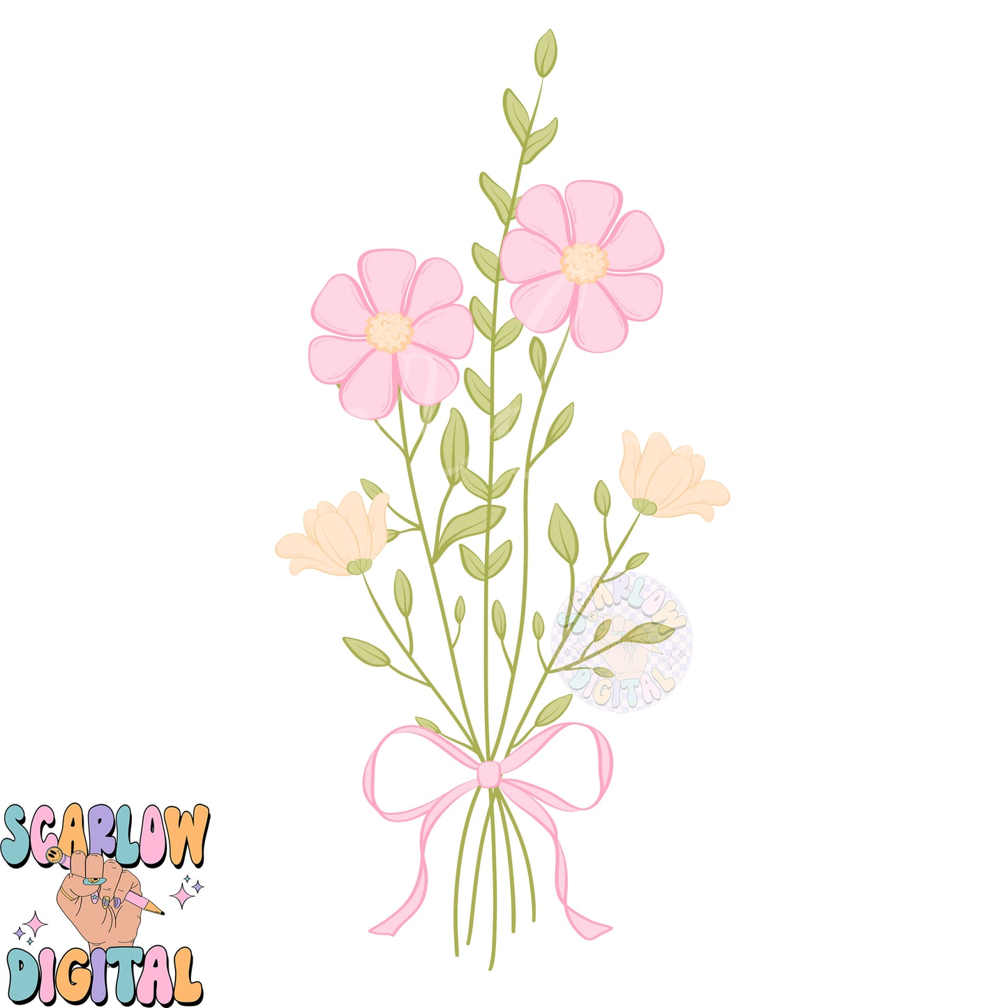 Coquette Bouquet PNG Digital Design Download, flowers png, floral bouquet png, coquette designs, trendy png designs, simple png, girly png