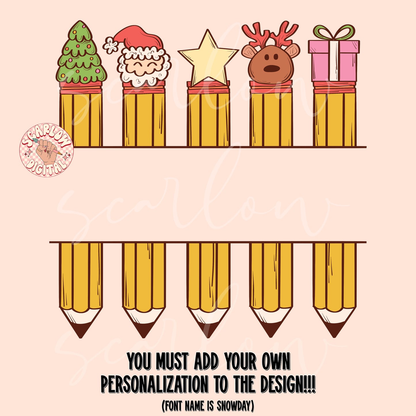 Add Your Own Personalization PNG-Christmas Pencils Sublimation Digital Design Download-teacher gift png, teacher png, christmas teacher png