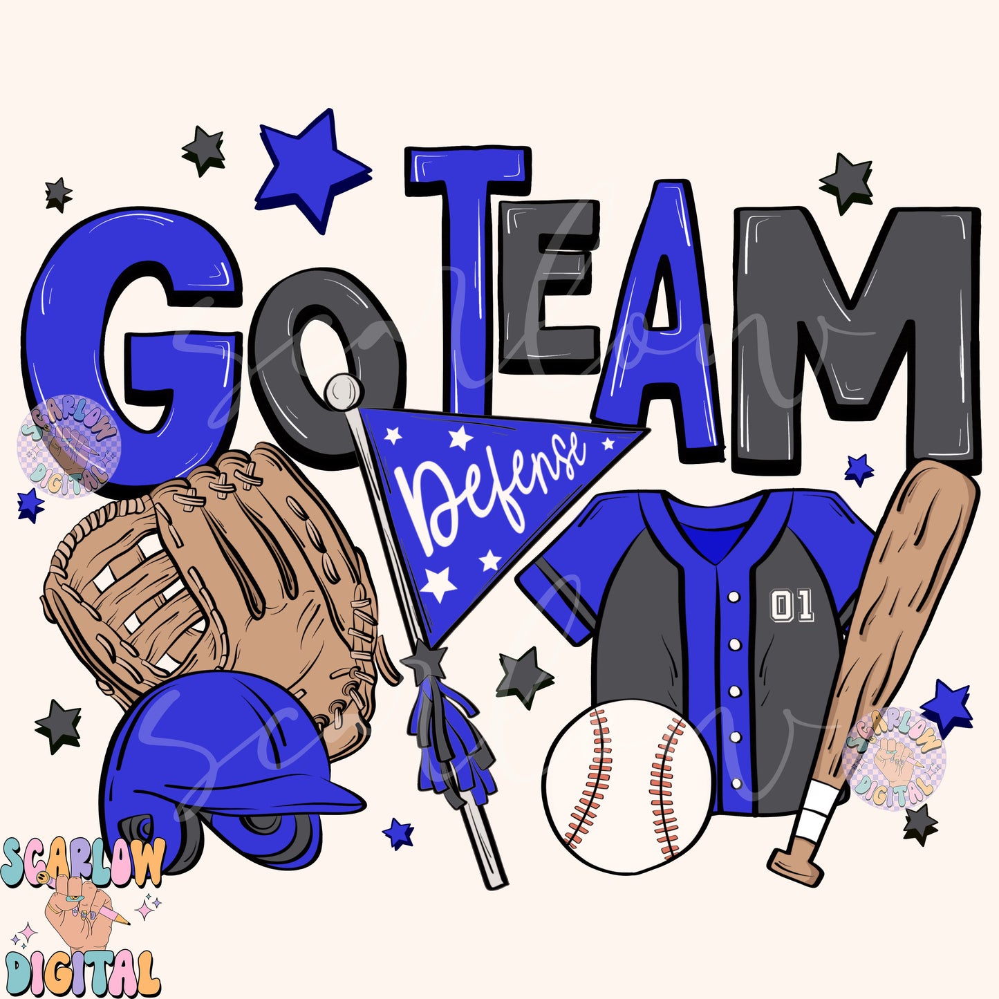 Website Exclusive: Go Team Baseball PNG Digital Design Download