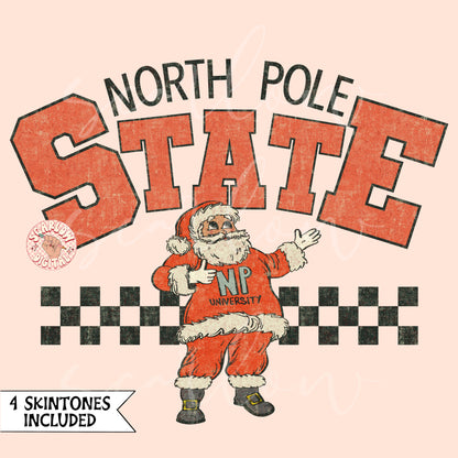North Pole State PNG-Christmas Sublimation Digital Design Download-santa claus png, university png, mascot png, men's christmas png designs