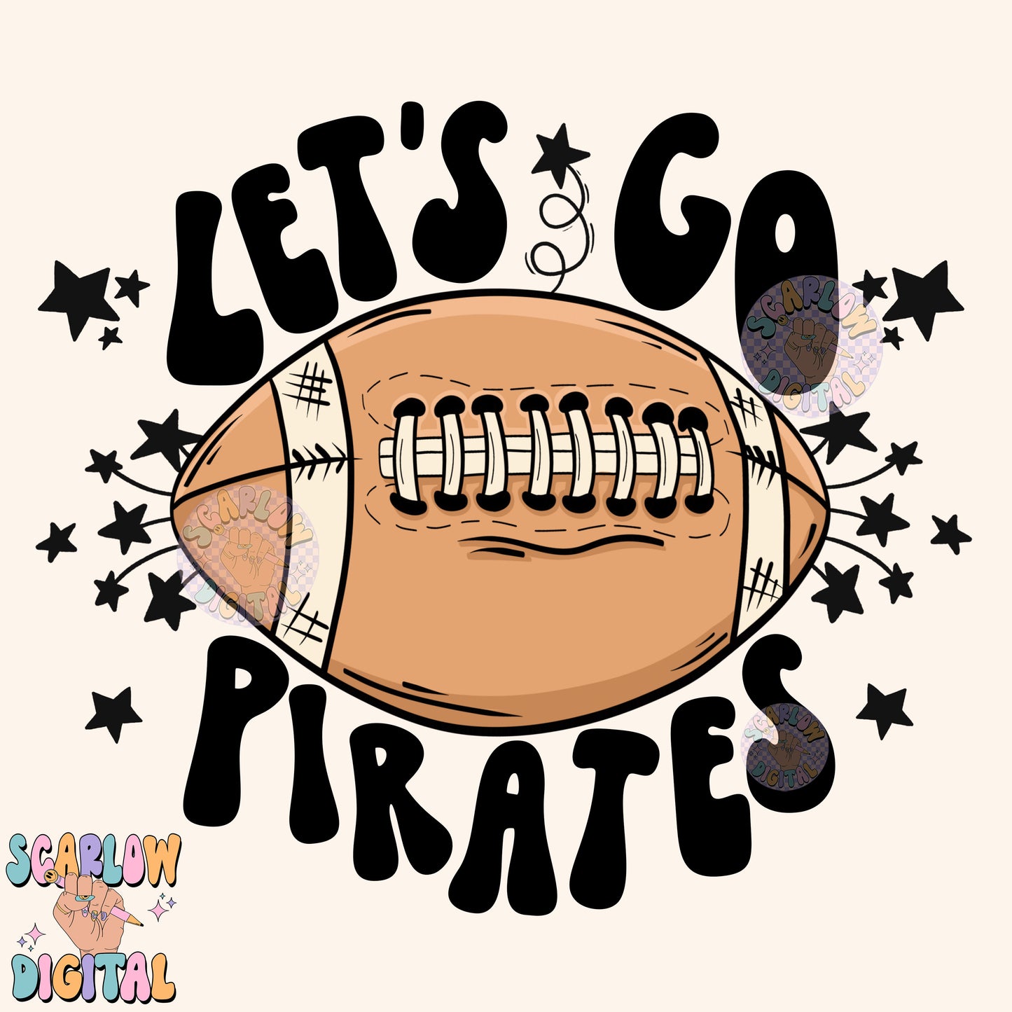 Let's Go Pirates PNG Digital Design Download, pom pom png, football png, sports png, single color png, school spirit png, team spirit png