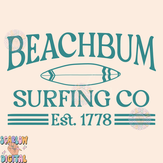 Beach Bum Surfing Co SVG Summer Cricut Cut File Digital Design Download-surfing svg, beach svg, ocean svg, svg for summer, unisex summer svg