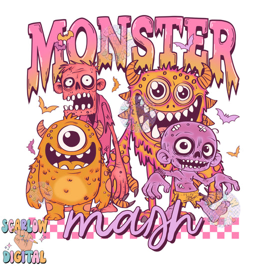 Monsters PNG Digital Design Download, Halloween png, girl png designs, spooky season png, retro halloween png, zombies png, scary png design