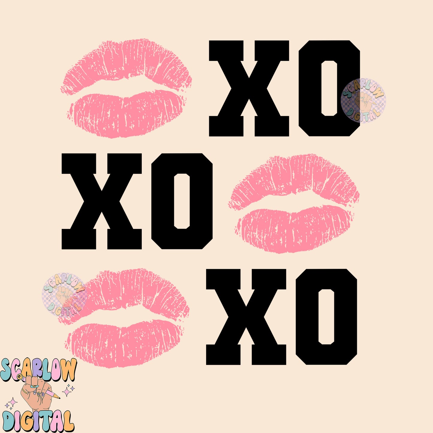 Xo Xo Kisses PNG-Valentine's Day Sublimation Digital Design Download-pink lips png, simple vday png, cute valentine's day png file, girl png