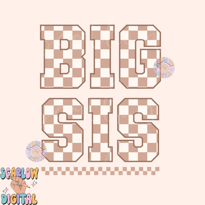 Big Sis PNG-Checkered Sublimation Digital Design Download-big sister png, sister png, png for girls, simple girl png, big sis/little sis png