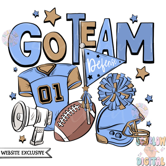 Website Exclusive: Go Team Blue and Gold Football PNG Sublimation Digital Design Download