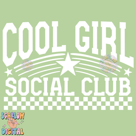 Cool Girl Social Club PNG Digital Design Download, checkers png, retro png, single color png, little girl png, png for women, kids designs