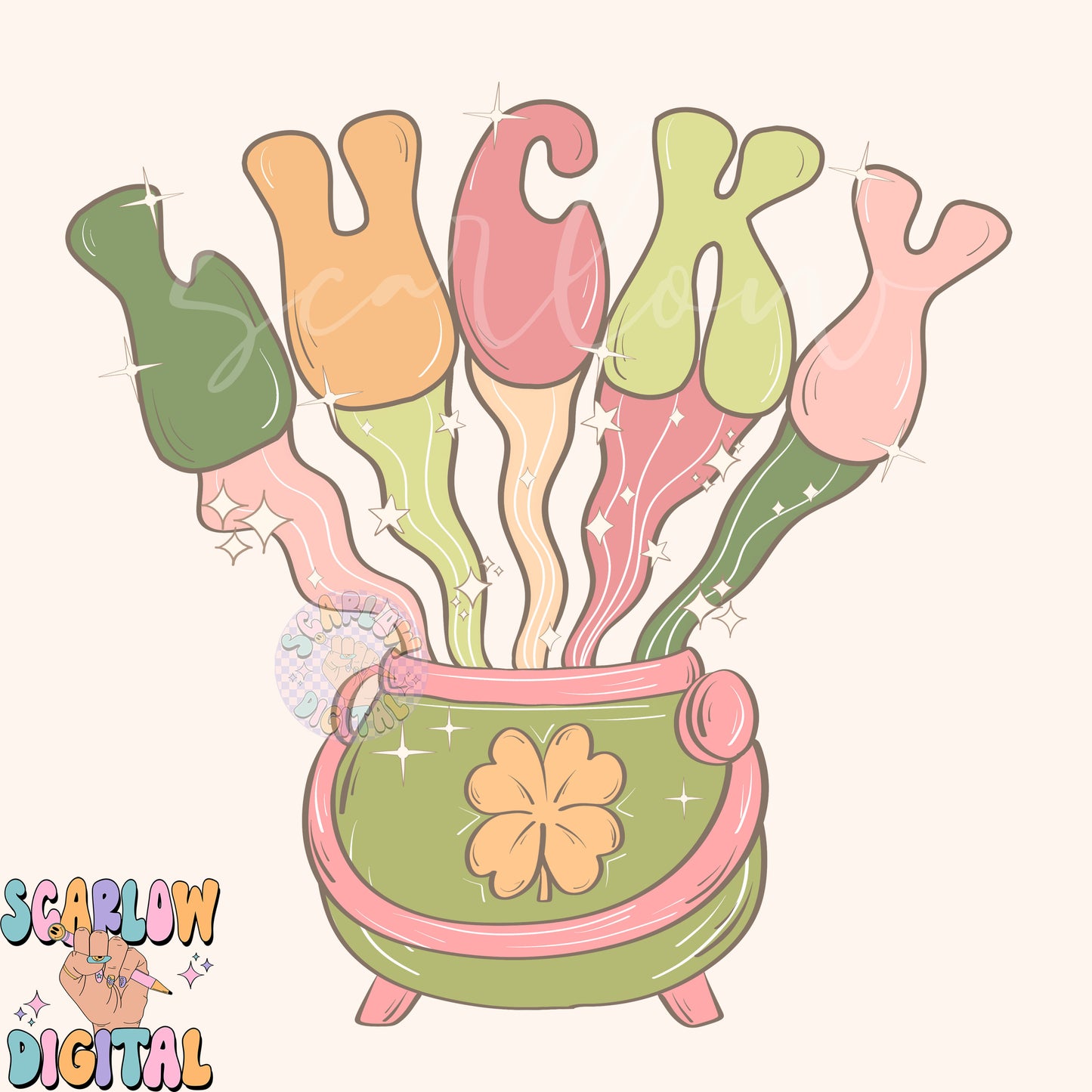 Lucky PNG-Saint Patrick's Day Sublimation Digital Design Download-clover png, shamrock png, simple st patty day png, girly saint patty png