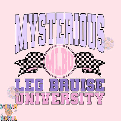 Mysterious Leg Bruise University PNG-Funny Sublimation Digital Design Download-png for women, adult humor png, preppy png, checkered png