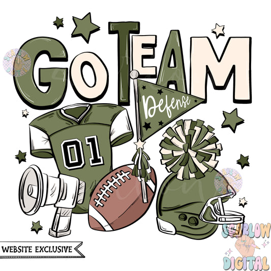 Website Exclusive: Go Team Green and White Football PNG Sublimation Digital Design Download