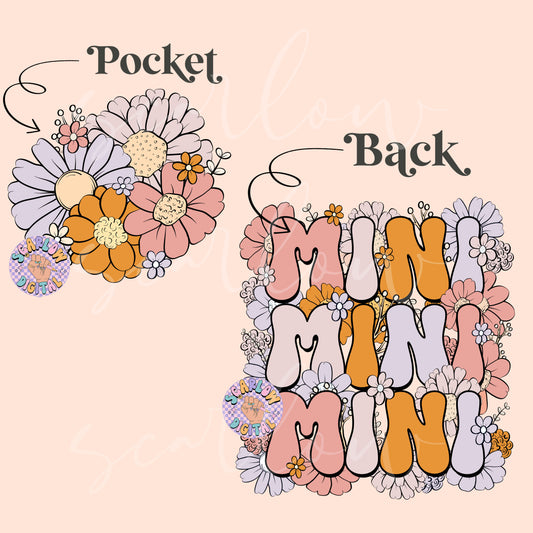 Mini Floral Pocket and Back PNG Sublimation Digital Design Download, mama mini png design, mommy and me png, floral png bundles, girl png