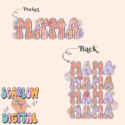 Front and Back Mama PNG Digital Design Download, floral mama png, trendy mama png, retro mama png, mama mini png, mommy and me png design