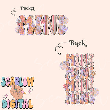 Front and Back Mini PNG Digital Design Download, floral mini png, trendy kids png, retro kids png, mama mini png, mommy and me png design