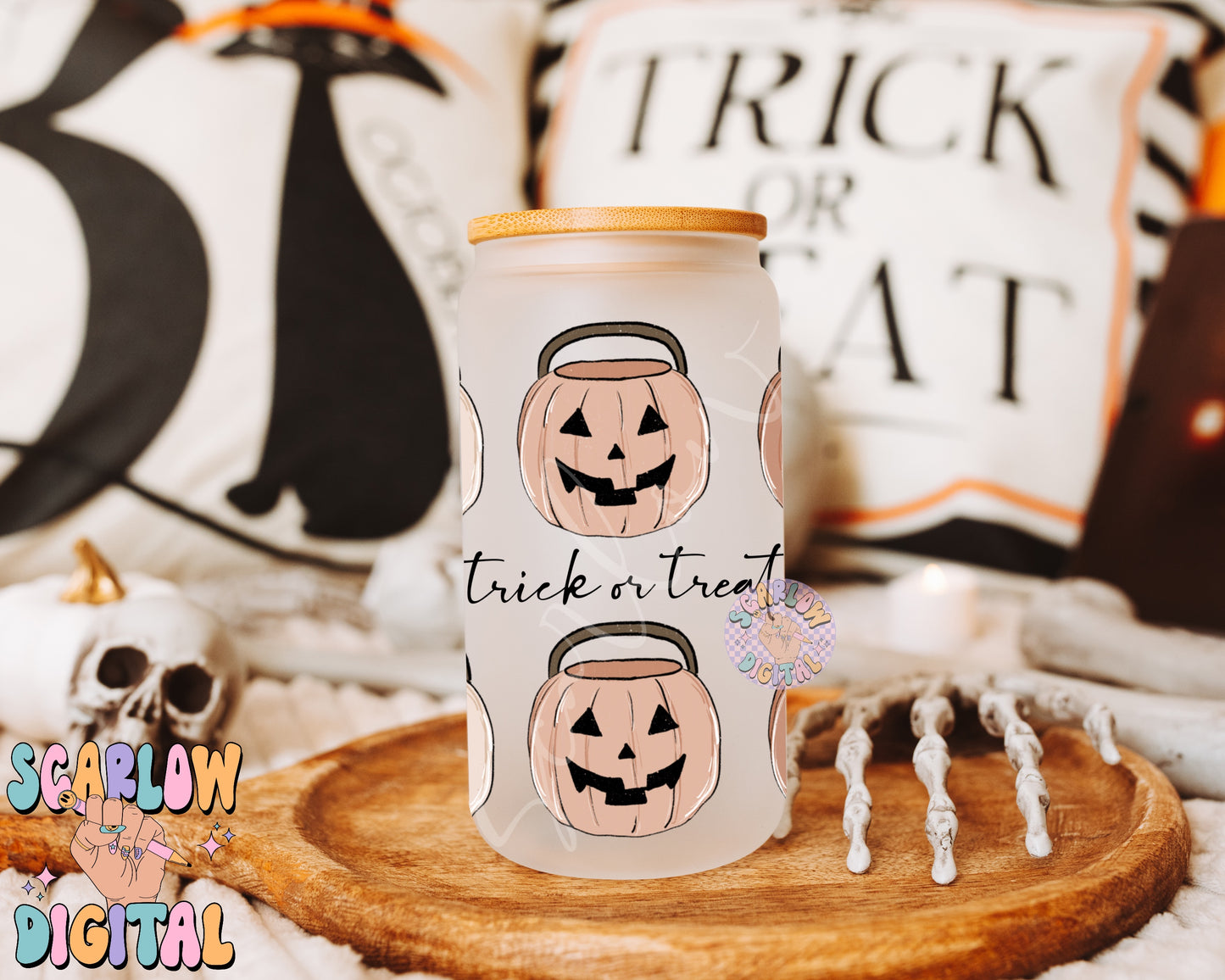 Pumpkin Buckets Can Glass Wrap PNG-Halloween Digital Design Download-16 ounce can glass wrap, halloween png, fall can glass png wrap file