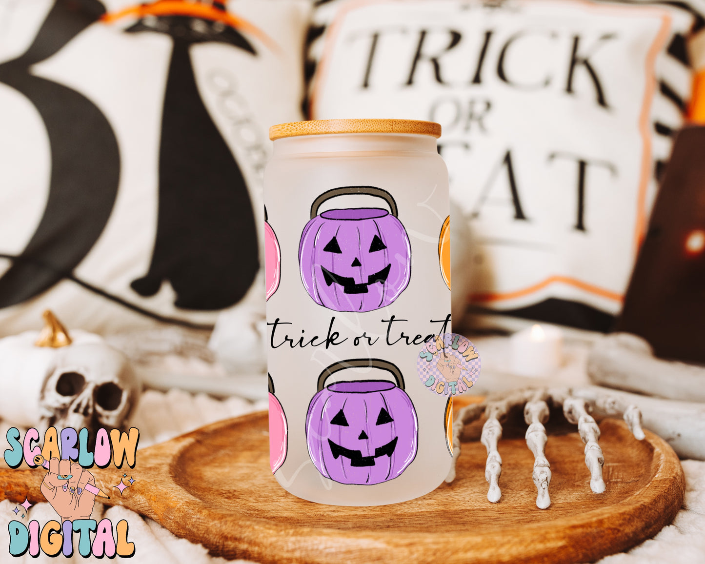 Pumpkin Buckets Can Glass Wrap PNG-Halloween Digital Design Download-16 ounce can glass wrap, halloween png, fall can glass png wrap file