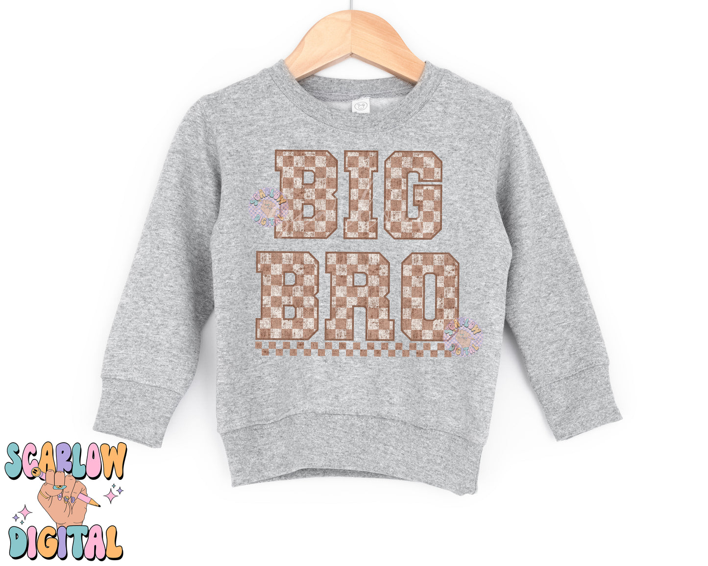 Big Bro PNG-Checkered Sublimation Digital Design Download-big brother png, brother png, png for boys, simple boy png, big bro/little bro png