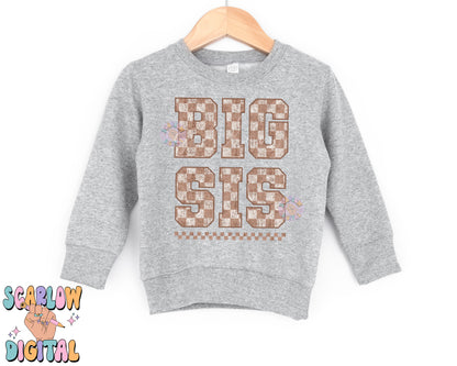 Big Sis PNG-Checkered Sublimation Digital Design Download-big sister png, sister png, png for girls, simple girl png, big sis/little sis png