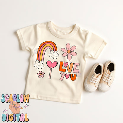 Love You PNG-Valentine's Day Sublimation Digital Design Download-boho rainbow png, flowers png, hearts png, heart sucker png design