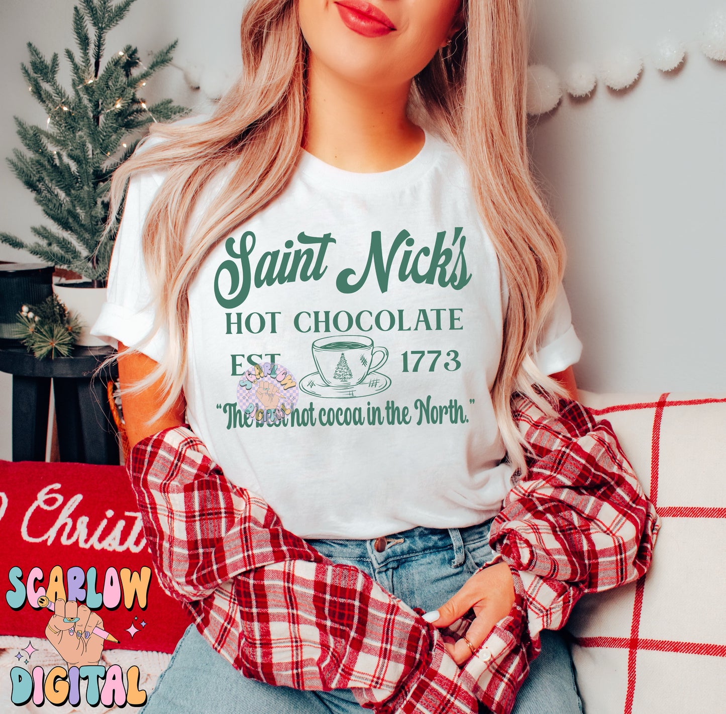 Saint Nick's Hot Chocolate PNG Digital Design Download, Christmas png, santa claus png, hot cocoa png, winter png, xmas designs, holiday png