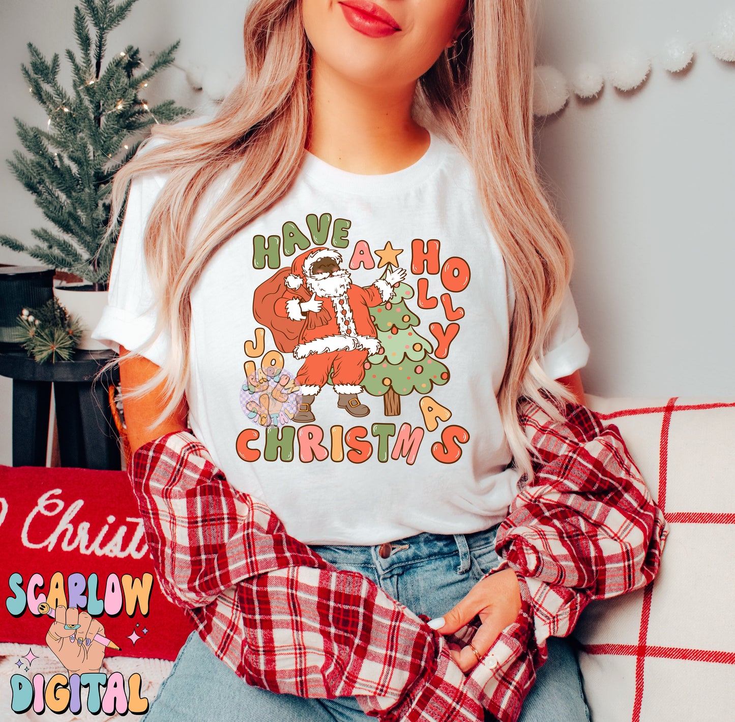 Have a Holly Jolly Christmas PNG Digital Design Download, Christmas png, santa claus png, christmas tree png, traditional christmas png