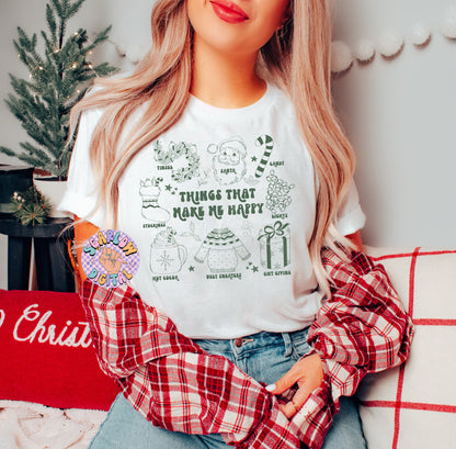 Things That Make Me Happy PNG-Christmas Sublimation Digital Design Download-santa claus png, candy cane png, outlined png, simple xmas png