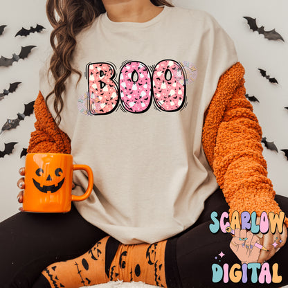 Boo Halloween PNG Digital Design Download Bundle, spooky season png, ghosts png, kids halloween png, fall png, trendy shirt design, bats png