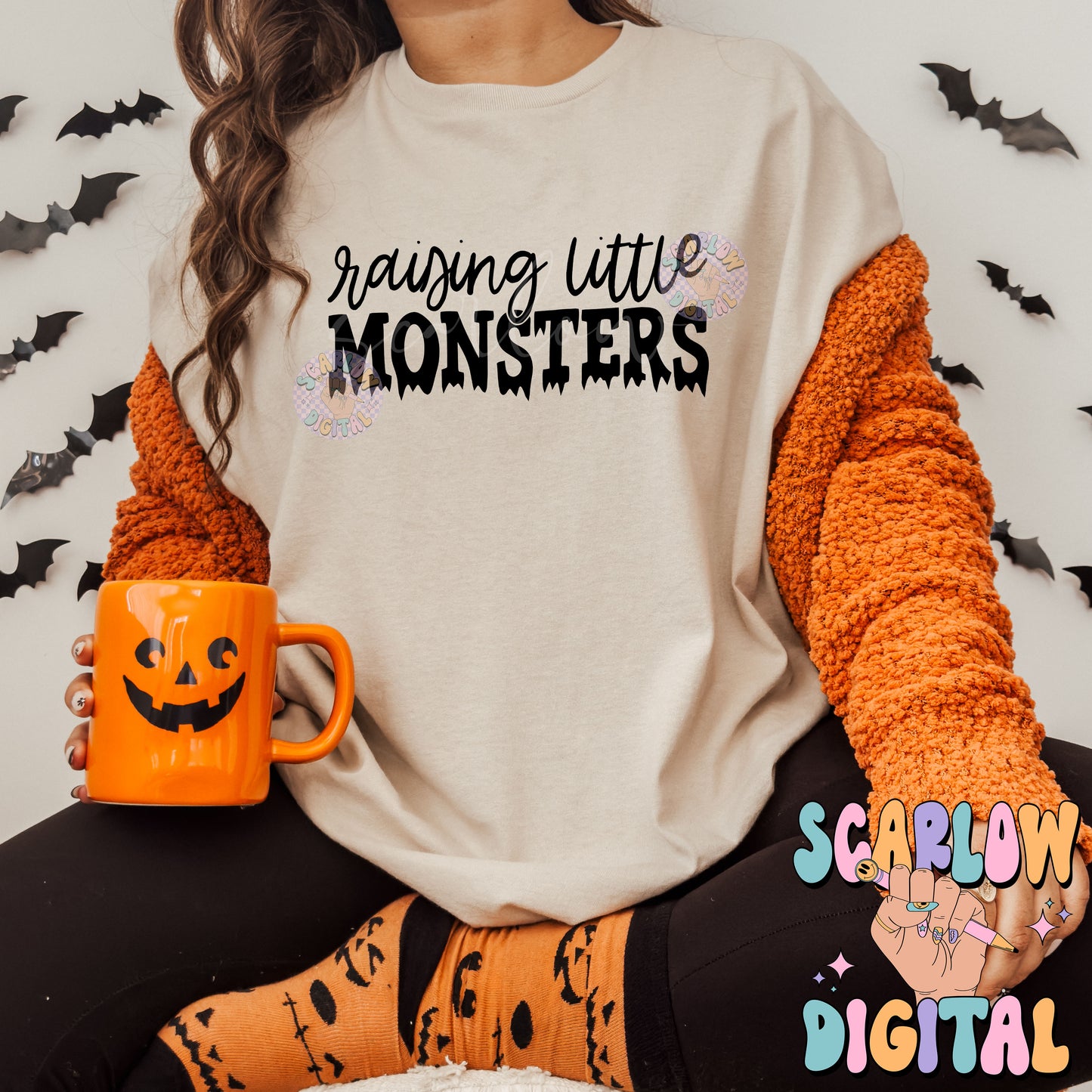 Raising Little Monsters SVG Digital Design Download, cricut cut file svg, halloween png, mama png, spooky mama png, funny mom png designs