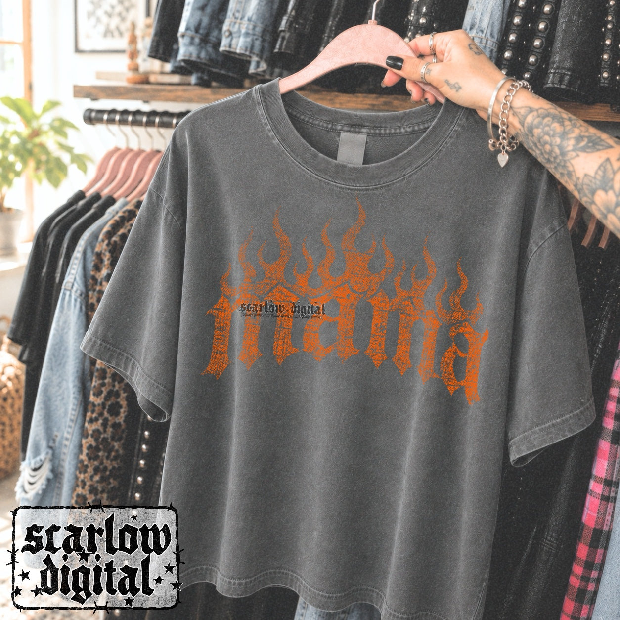 Grunge Neon Flamin Mama PNG Digital Design