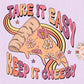 Take it Easy Keep it Cheesy PNG Sublimation Digital Design Download, floral png, flowers png, retro png, boho png, funny png, girly png file