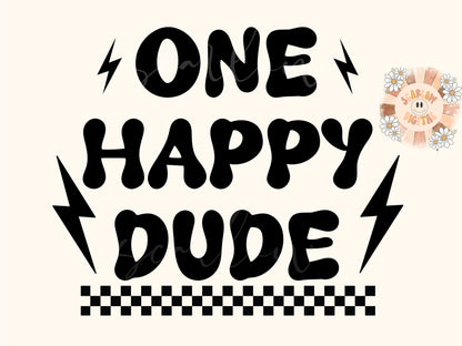 One Happy Dude SVG-Retro Cricut Cut File Digital Design Download-checkered svg, svg for boys, little boy svg, mommy & me svg, retro boy svg