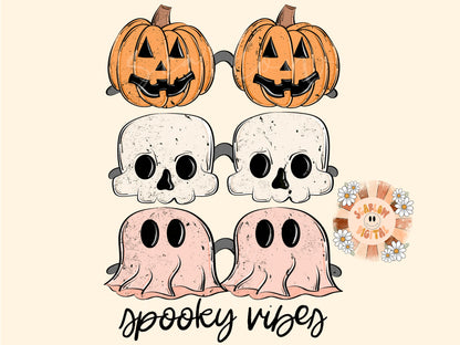 Spooky Vibes PNG-Halloween Sublimation Digital Design Download-halloween sunglasses png, sunnies png, pumpkin png, skull png, ghost png