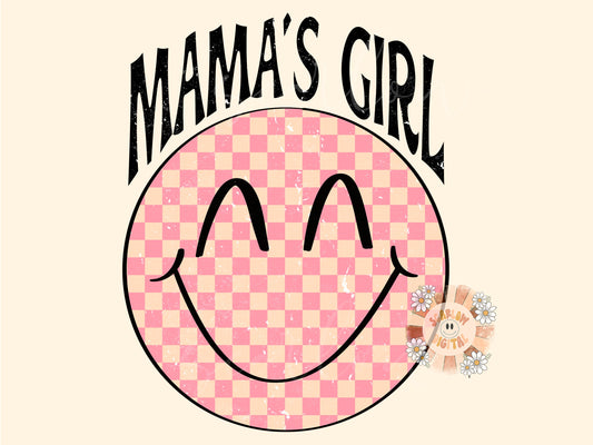 Mama's Girl PNG Sublimation Digital Design Download-retro mama girl, checkered mama girl, mama mini png, mommy & me png, little girl png