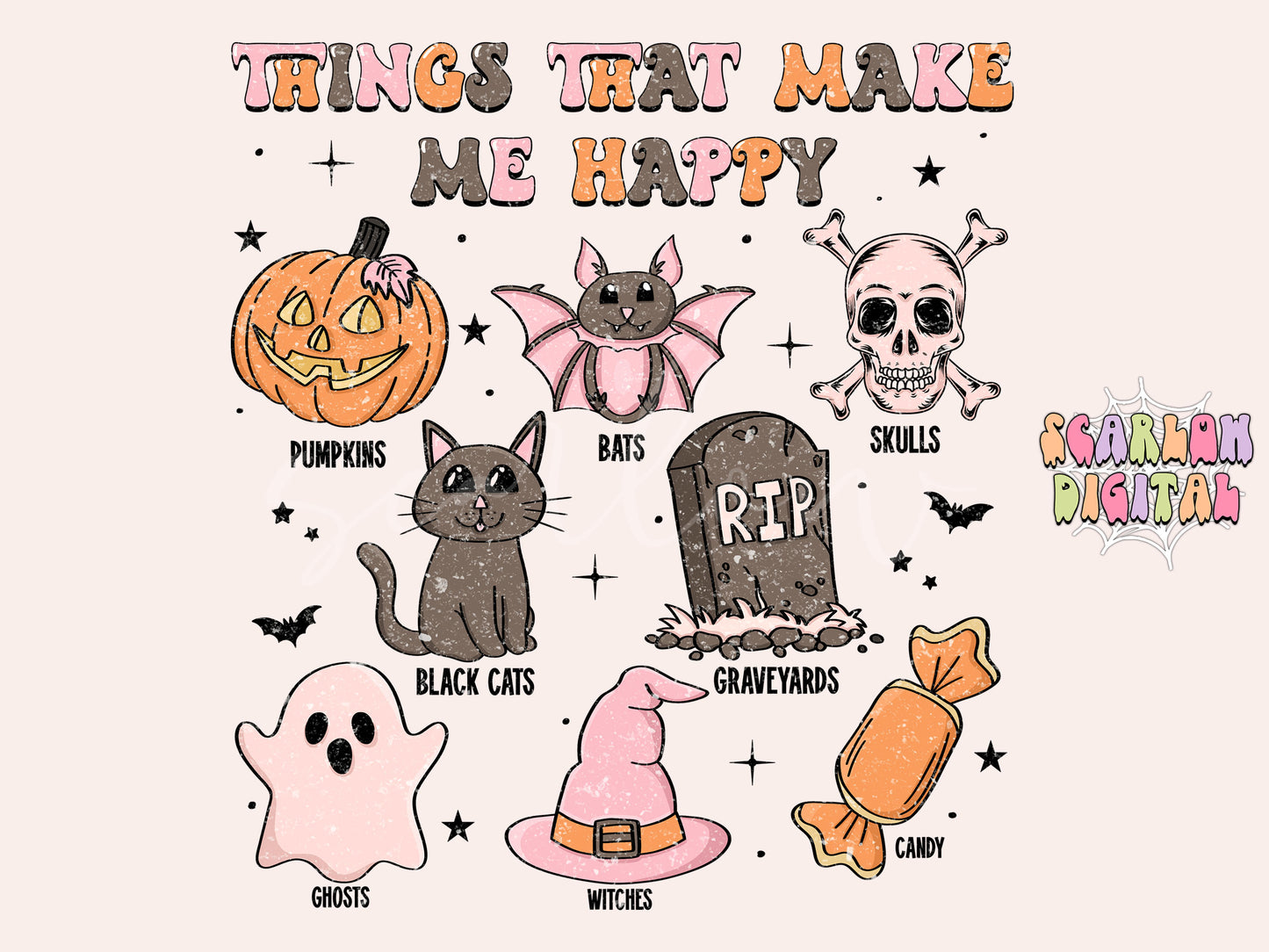 Things That Make Me Happy PNG-Halloween Sublimation Digital Design Download-cute halloween png, spooky season png, ghost png, fall png files