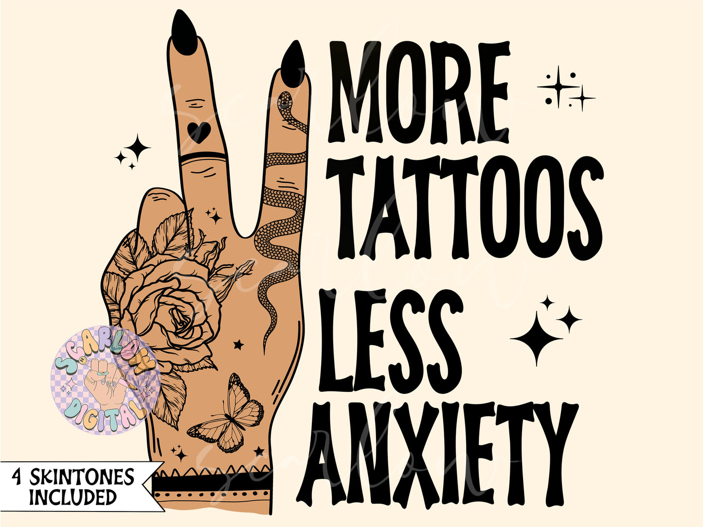 More Tattoos Less Anxiety PNG Sublimation Digital Design Download-tattooed mama png, funny png, mental health png, grunge png, png for women