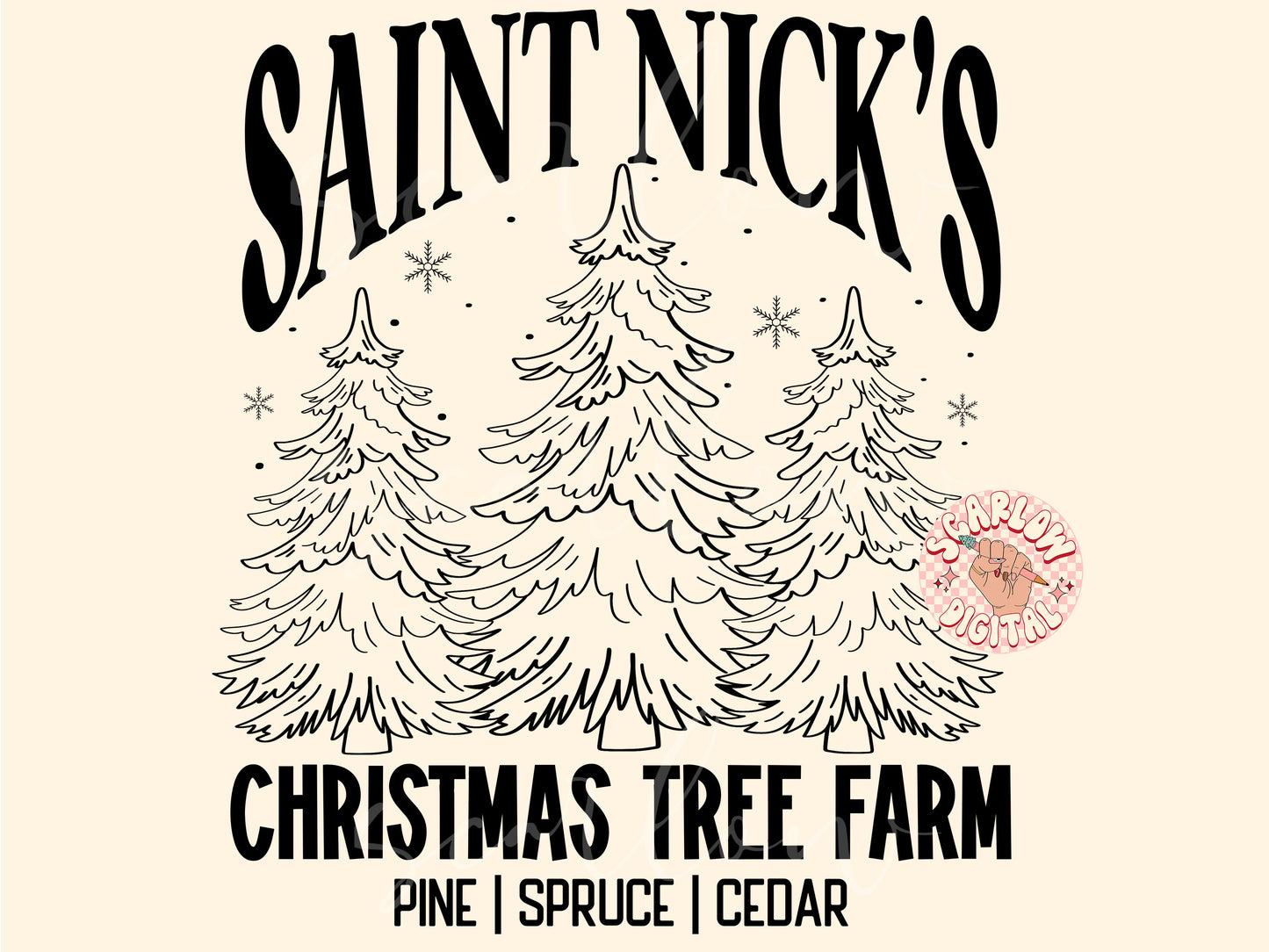 Saint Nick's Christmas Tree Farm SVG Cut File Digital Design Download-vintage christmas svg, boho christmas svg, santa claus svg designs