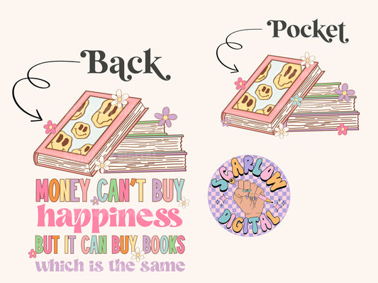 Money Can Buy Books Pocket and Back PNG Bundle-Reading Sublimation Digital Design Download-front and back png, png bundles, book lover png