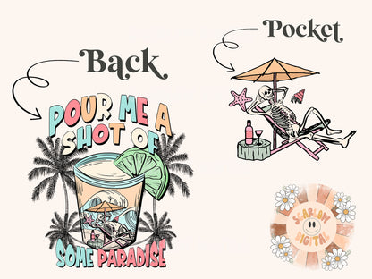 Paradise Pocket and Back PNG Bundle-Summer Sublimation Digital Design Download-spooky summer png, beachy png, png bundle, front and back png