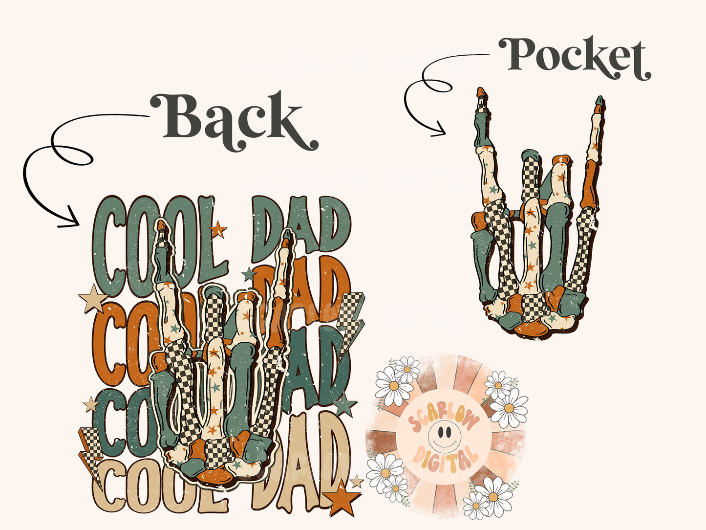 Cool Dad Pocket and Back PNG Bundle-Rocker Sublimation Digital Design Download-dad png, png for dads, edgy png, grunge png, skeleton png